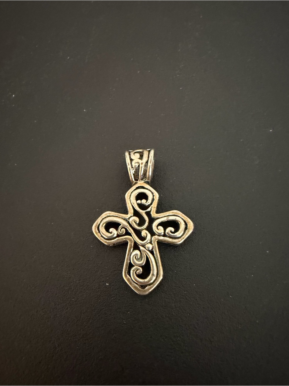 Silver-Tone Filigree Cross Pendant - Intricate scrollwork design